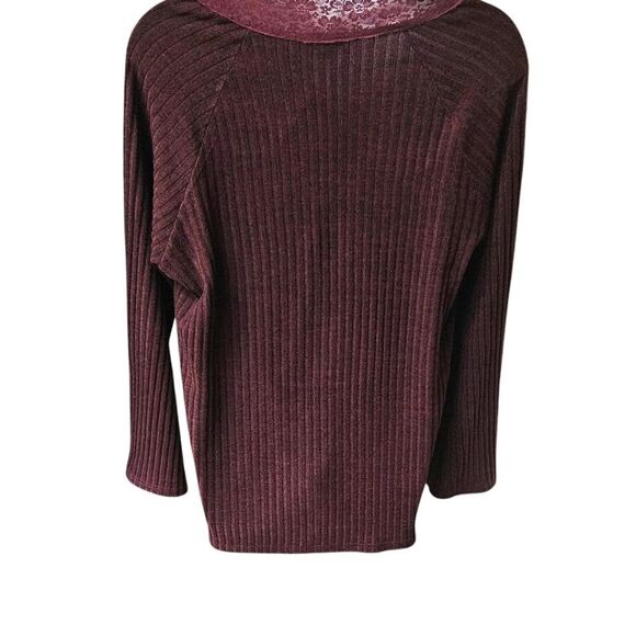 SUSAN BETRO Women's Deep Purple Lacy LongSleeve Ribbed V- Neck Sweater Size 2X - Picture 12 of 15